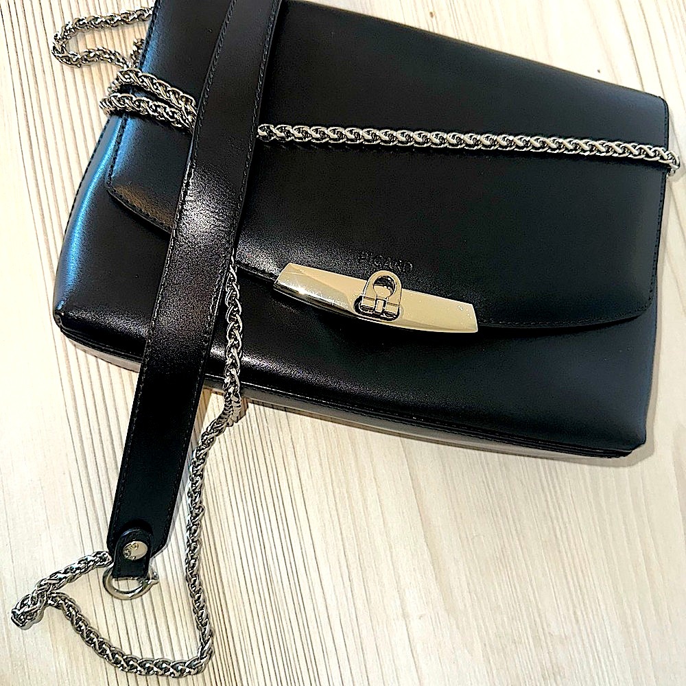 Black Leather Chain Shoulder Bag - Picture 4 of 8
